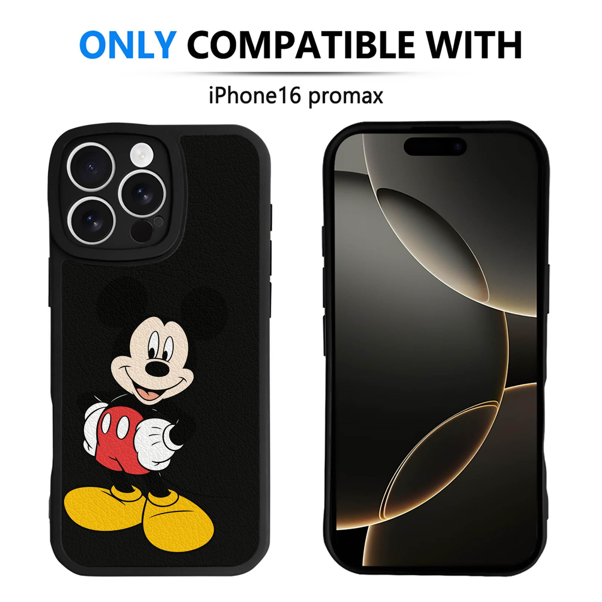 （画像用） ミッキーマウス Mickey Mouse 【iPhone 16シリーズ対応】シリコンスマホケース（レザー調） 材質：シリコン